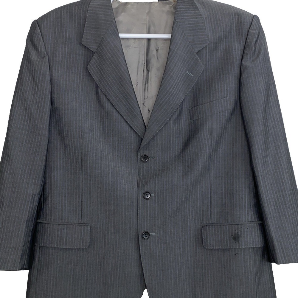 Vitale Barberis Canonico Mens Blazer 46R Wool Mohair 3 Button Gray Pinstripe